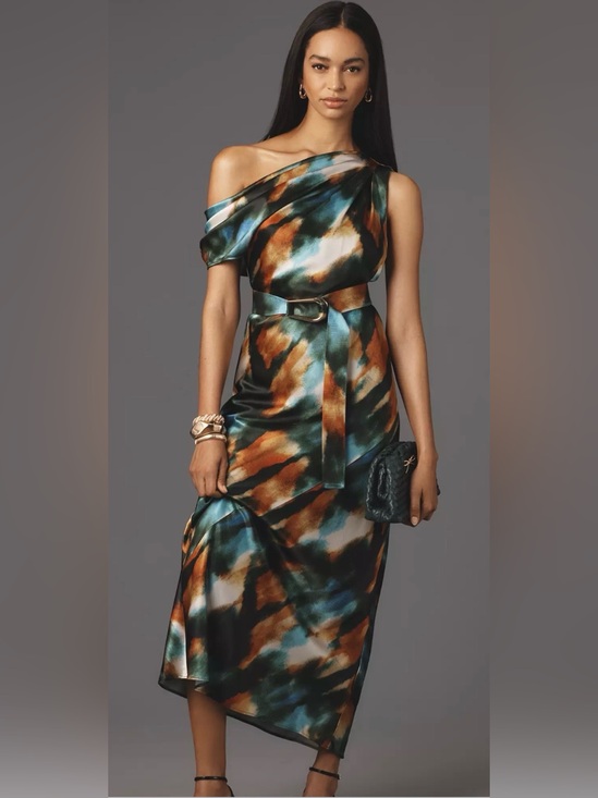 Acler Dresses & Skirts - Acler Teal One-Shoulder Satin Dress